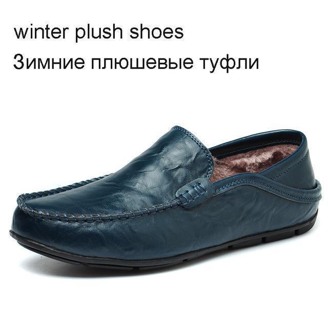 Men Genuine Leather Loafers-blue fur-6.5-JadeMoghul Inc.
