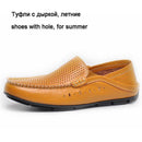Men Genuine Leather Loafers-yellow hole-6.5-JadeMoghul Inc.