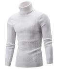 Men Hi-Neck Smart Fit Sweater / High Collar Solid Simple Slim Fit Knitted Sweaters-White-M-JadeMoghul Inc.
