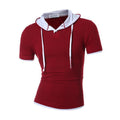 Men Hooded Sling Short-Sleeved Tees / Male T-Shirt-Red-Asia XL 175CM 75KG-China-JadeMoghul Inc.