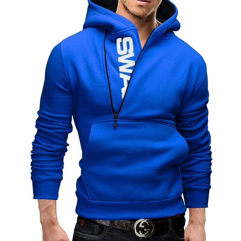 Men Hoodie Long Sleeve - Pullover Hooded Sweatshirt-Black Blue-4XL-JadeMoghul Inc.