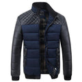 Men Jacket Patchwork Design / Fashionable Winter Outerwear-Blue-L-JadeMoghul Inc.