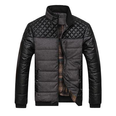 Men Jacket Patchwork Design / Fashionable Winter Outerwear-Grey-L-JadeMoghul Inc.