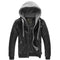 Men Leather Jacket / Motorcycle Polar Fleece Detachable Hood / Biker Jacket-black-L-China-JadeMoghul Inc.