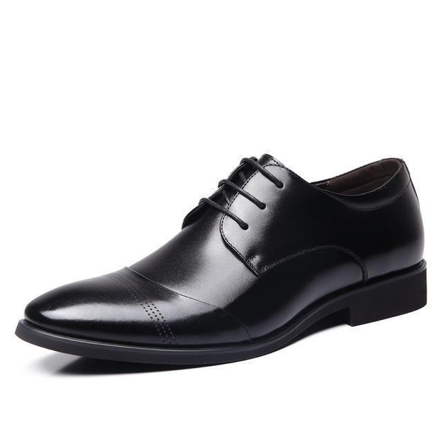 Men Leather Shoes / Pointed Toe Luxury Formal Business Shoes-Black-6-JadeMoghul Inc.