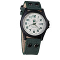 Men Leather Strap Sports Military Wristwatch-Green-JadeMoghul Inc.