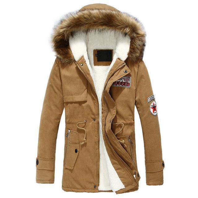 Men Long Casual Slim Fit Hooded Winter Jacket-dark khaki-S-JadeMoghul Inc.
