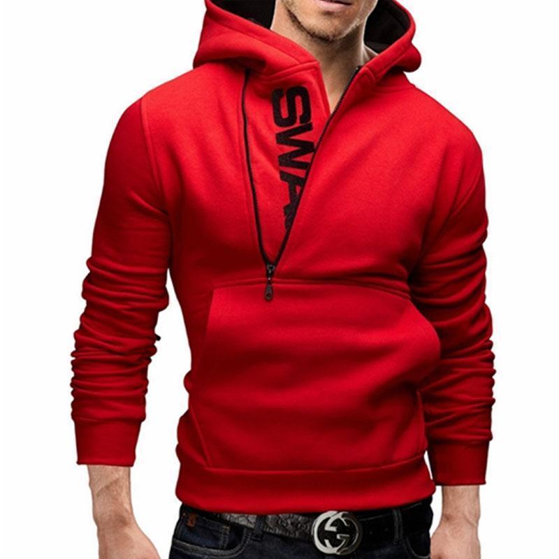 Men Long Sleeve Hoodie / Zipper Sweatshirt-Red hoodies-M-JadeMoghul Inc.