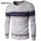 Men Long Sleeve O-Neck Sweater / Diamond Patchwork Knitted Warm Sweater-Beige-S-JadeMoghul Inc.