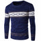 Men Long Sleeve O-Neck Sweater / Diamond Patchwork Knitted Warm Sweater-Deep Blue-S-JadeMoghul Inc.
