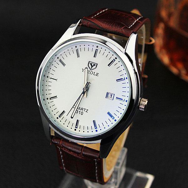 Men Luxury Calendar Quartz Watch-Brown white-JadeMoghul Inc.