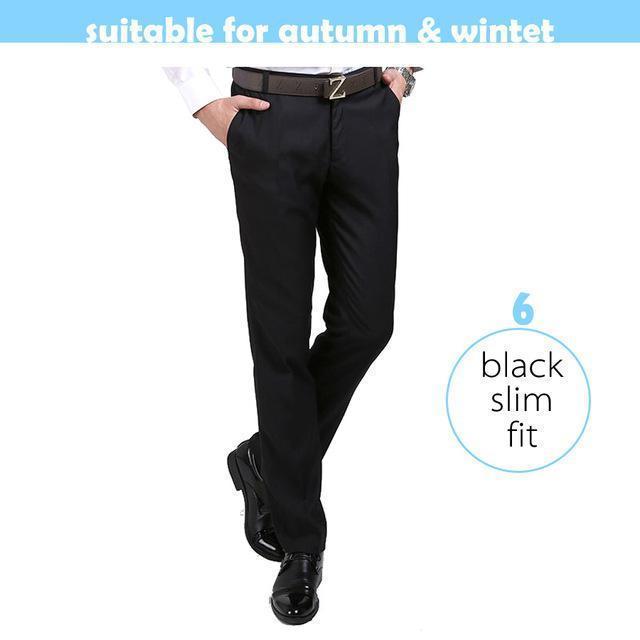 Men Luxury Suit Pants / Men Slim Fit Formal Trousers-Black slim fit autumn-28-JadeMoghul Inc.