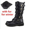 Men Military Leather Combat Metal Buckle Boots-black1 with fur-5-JadeMoghul Inc.