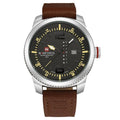 Men Military Sports Watch / Men Quartz Leather Wrist Watch-Silver black-JadeMoghul Inc.