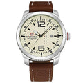 Men Military Sports Watch / Men Quartz Leather Wrist Watch-Silver yellow-JadeMoghul Inc.