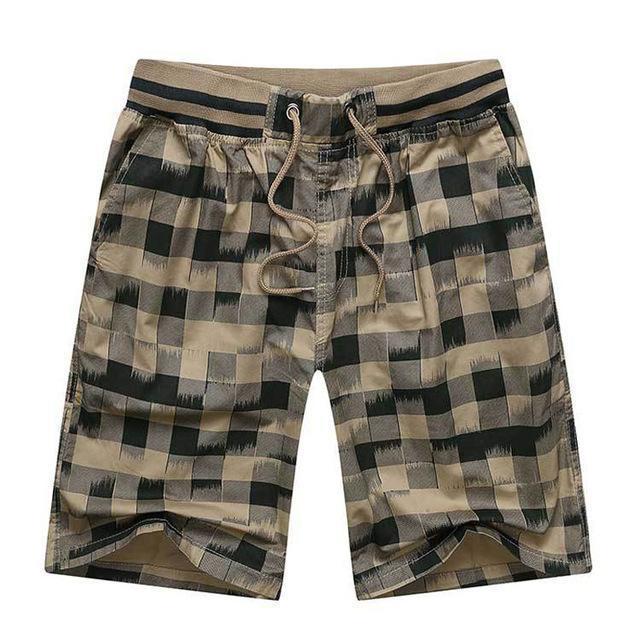 Men Plaid Shorts Classic Design / Cotton Casual Beach Shorts-Green-XL-JadeMoghul Inc.