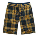 Men Plaid Shorts Classic Design / Cotton Casual Beach Shorts-Yellow-XL-JadeMoghul Inc.