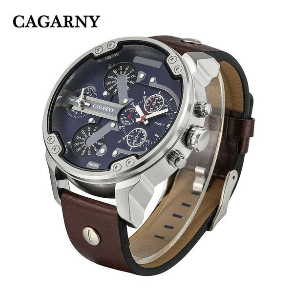 Men Quartz Watch With Dual Time Display-brown-China-JadeMoghul Inc.