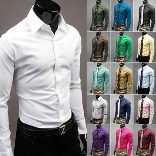 Men 's Fashion Candy Color Long - sleeved Slim Business Casual Shirt Men Luxury Stylish Casual Dress Slim Fit Casual Blouse-1-L-JadeMoghul Inc.