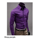 Men 's Fashion Candy Color Long - sleeved Slim Business Casual Shirt Men Luxury Stylish Casual Dress Slim Fit Casual Blouse-7-L-JadeMoghul Inc.
