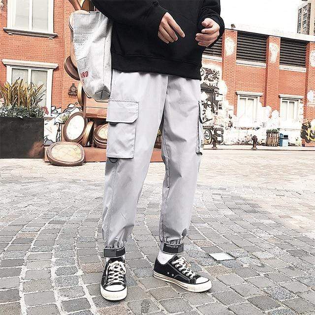 Men's Side Pockets Cargo Harem Pants 2020 Ribbons Black Hip Hop Casual Male Joggers Trousers Fashion Casual Streetwear Pants JadeMoghul Inc. 