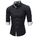 Men Self print Collar Button Down Shirt-black-M-JadeMoghul Inc.