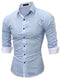 Men Self print Collar Button Down Shirt-Light blue-M-JadeMoghul Inc.