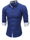 Men Self print Collar Button Down Shirt-sapphire-M-JadeMoghul Inc.