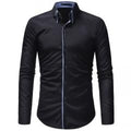 Men Shirt 2018 Spring New Brand Business Men's Slim Fit Dress shirt Male Long sleeves Casual Shirt camisa masculina Size XXXL-Black-Asian Size M-JadeMoghul Inc.