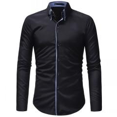 Men Shirt 2018 Spring New Brand Business Men's Slim Fit Dress shirt Male Long sleeves Casual Shirt camisa masculina Size XXXL-Black-Asian Size M-JadeMoghul Inc.
