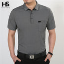 Men Short Sleeve Cotton T-Shirt With Pocket-Dark Grey-S-JadeMoghul Inc.