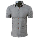 Men Short-Sleeves Fashionable Design Slim Fit Dress Shirt-Grey-Asia XL 175CM 75KG-JadeMoghul Inc.