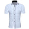 Men Short-Sleeves Fashionable Design Slim Fit Dress Shirt-White-Asia XL 175CM 75KG-JadeMoghul Inc.