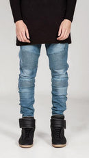 Men Skinny Jeans / Pleated Blue Denim-Blue-29-JadeMoghul Inc.