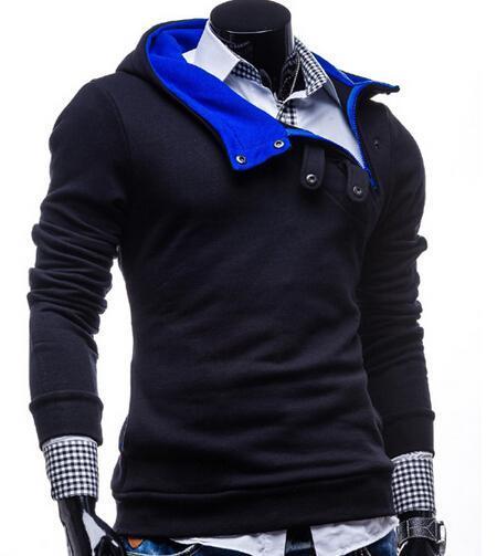 Men Slim Casual Sweatshirt-Navy blue-M-JadeMoghul Inc.