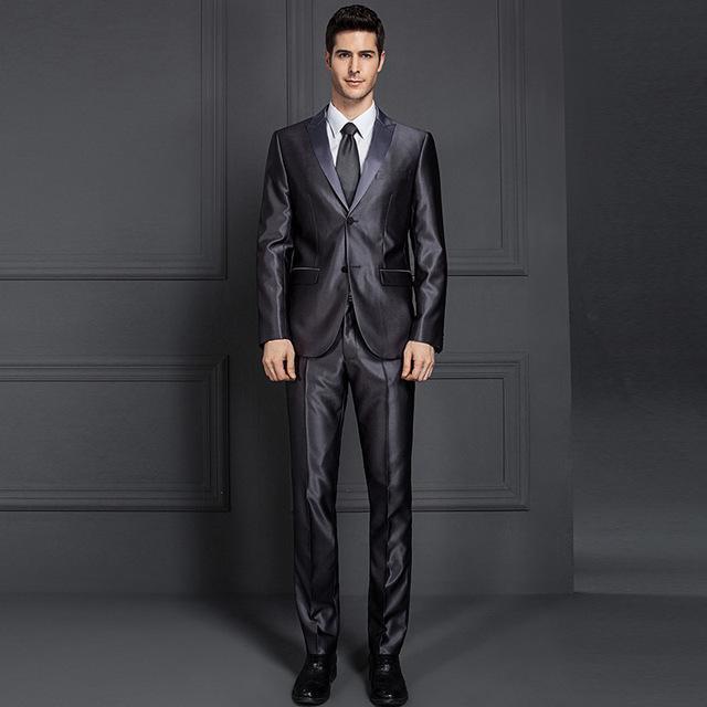 Men Slim Fit Formal Suit - Fashion Dress Luxury Men Blazers Suit (2 Pieces)-2 pieces grey-XS-JadeMoghul Inc.