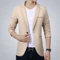 Men Slim Fit Jacket / Fashion Blazer-Light Khaki-M-JadeMoghul Inc.