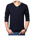 Men Smart Casual V-Neck Sweater-Dark Blue-4XL-JadeMoghul Inc.