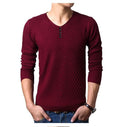 Men Smart Casual V-Neck Sweater-Red wine-M-JadeMoghul Inc.