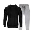 Men Smart Sweatshirt Tracksuit - Men Sportswear Long Sleeve Hoodie & Sweatpants (2pcs)-WY18 Black LK27Grey-S-JadeMoghul Inc.