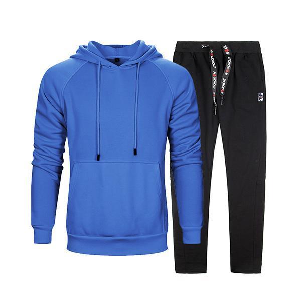 Men Smart Sweatshirt Tracksuit - Men Sportswear Long Sleeve Hoodie & Sweatpants (2pcs)-WY18 Blue LK27Black-S-JadeMoghul Inc.