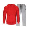 Men Smart Sweatshirt Tracksuit - Men Sportswear Long Sleeve Hoodie & Sweatpants (2pcs)-WY18 Red LK27Grey-S-JadeMoghul Inc.