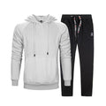 Men Smart Sweatshirt Tracksuit - Men Sportswear Long Sleeve Hoodie & Sweatpants (2pcs)-WY18LiGreyLK27Black-S-JadeMoghul Inc.
