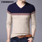 Men Smart Wool Sweaters / Warm V-Neck Pullover / Slim Fit Cotton Sweater-Beige-S-JadeMoghul Inc.
