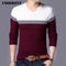 Men Smart Wool Sweaters / Warm V-Neck Pullover / Slim Fit Cotton Sweater-Wine-S-JadeMoghul Inc.
