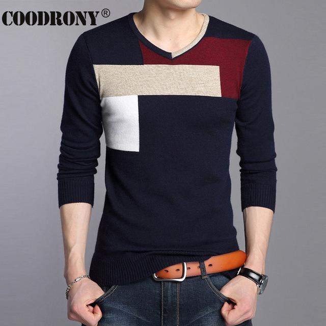 Men Soft Warm Knitted Sweater / Men Casual V-Neck Pullover-Navy-S-JadeMoghul Inc.