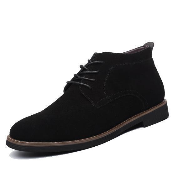 Men Solid Casual Leather Ankle Boots-Black-6-JadeMoghul Inc.