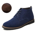 Men Solid Casual Leather Ankle Boots-Blue With Fur-6-JadeMoghul Inc.