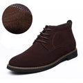 Men Solid Casual Leather Ankle Boots-Brown With Fur-6-JadeMoghul Inc.