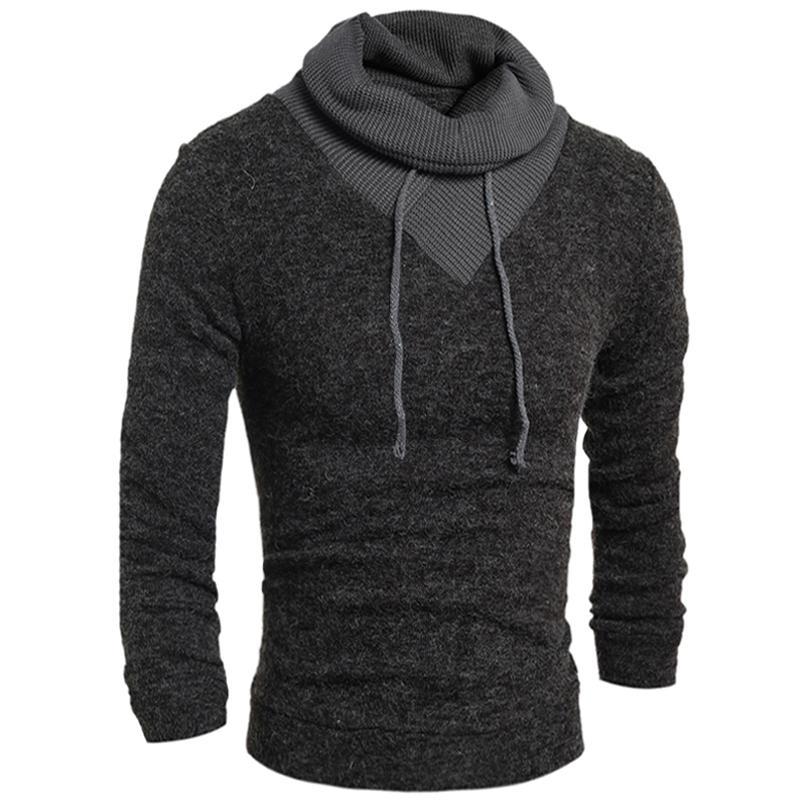 Men Solid Turtleneck Smart Sweater-Grey-L-JadeMoghul Inc.